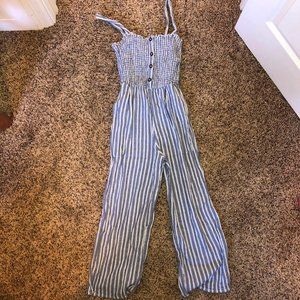 Light blue and white striped Hollister jumpsuit